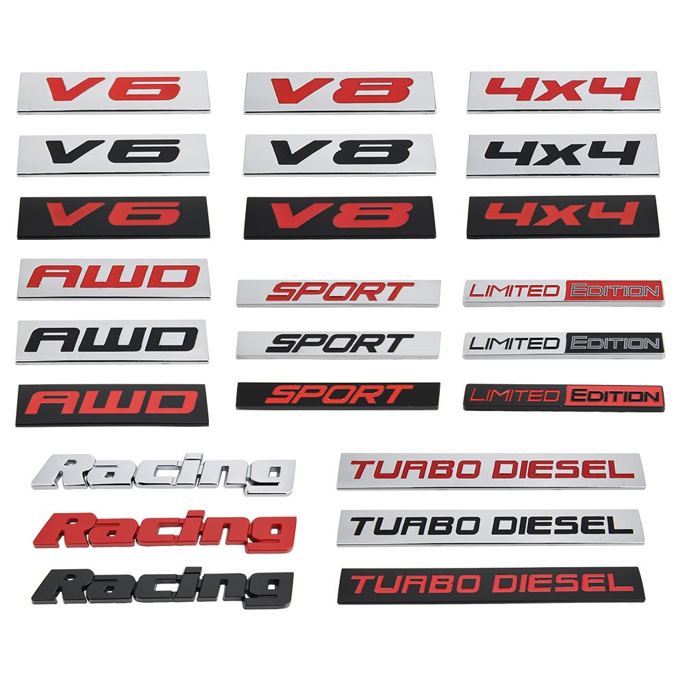 โลหะ3Dสติ๊กเกอร์ติดรถ4X4 V6 V8 AWD LIMITED EDITION TURBO DIESEL Sport Racing แข่งโลโก้ ป้ายหน้าหลังตกแต่งรถยนต์ สําหรับสําหรับ
