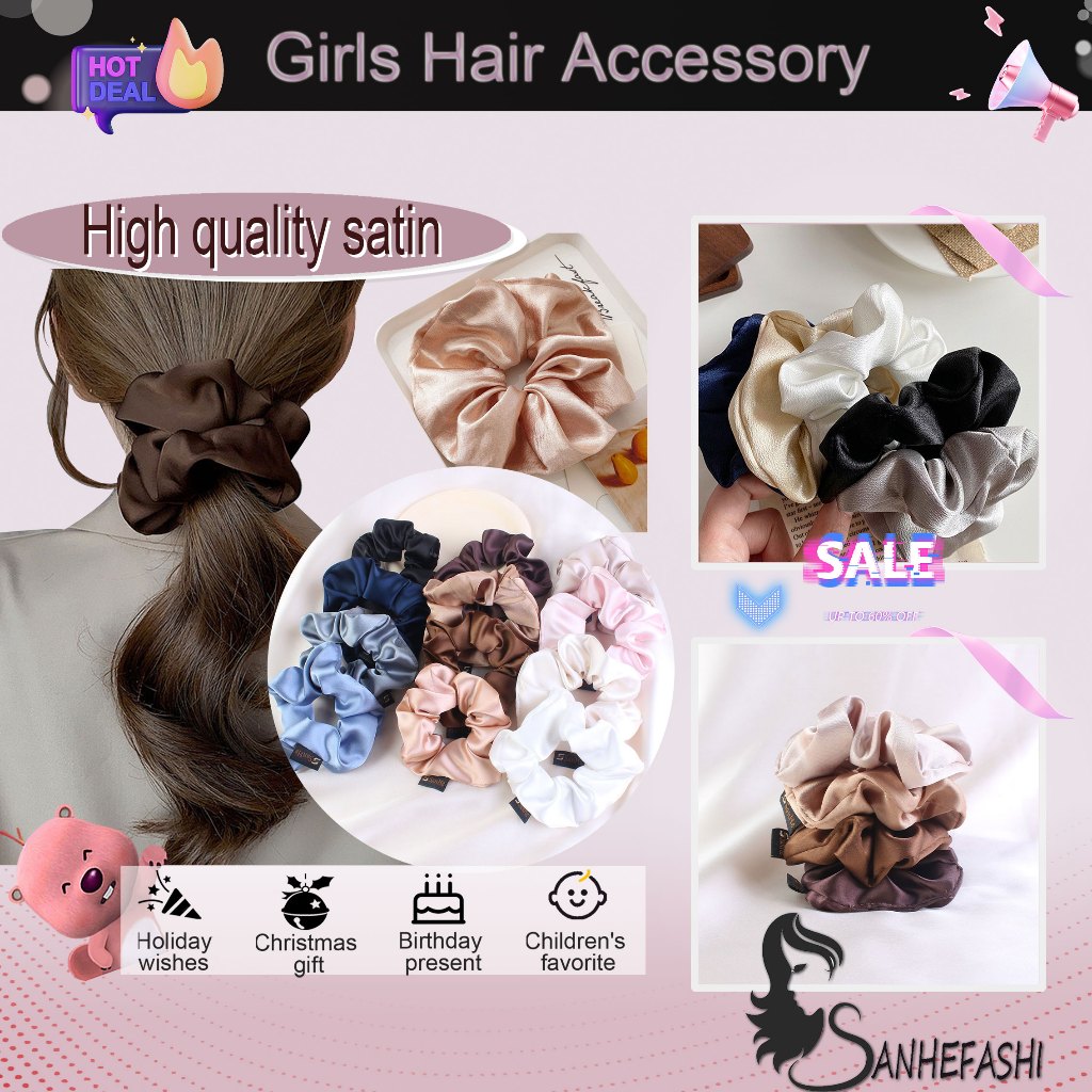 Scrunchies (SILK Satin) / 1 ชิ้นผมซาติน Scrunchies หางม้า / พรีเมี่ยมซาติน Scrunchies ผม Tie หางม้า