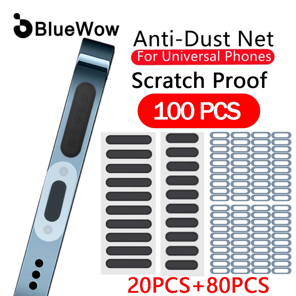 【100 ชิ้น】bluewow พอร์ตชาร์จ ฟิล์มป้องกัน สติกเกอร์ สําหรับ IPhone Type-C Samsung Xiaomi โทรศัพท์ สากล ลําโพง กันฝุ่น สติกเกอร์ตาข่าย