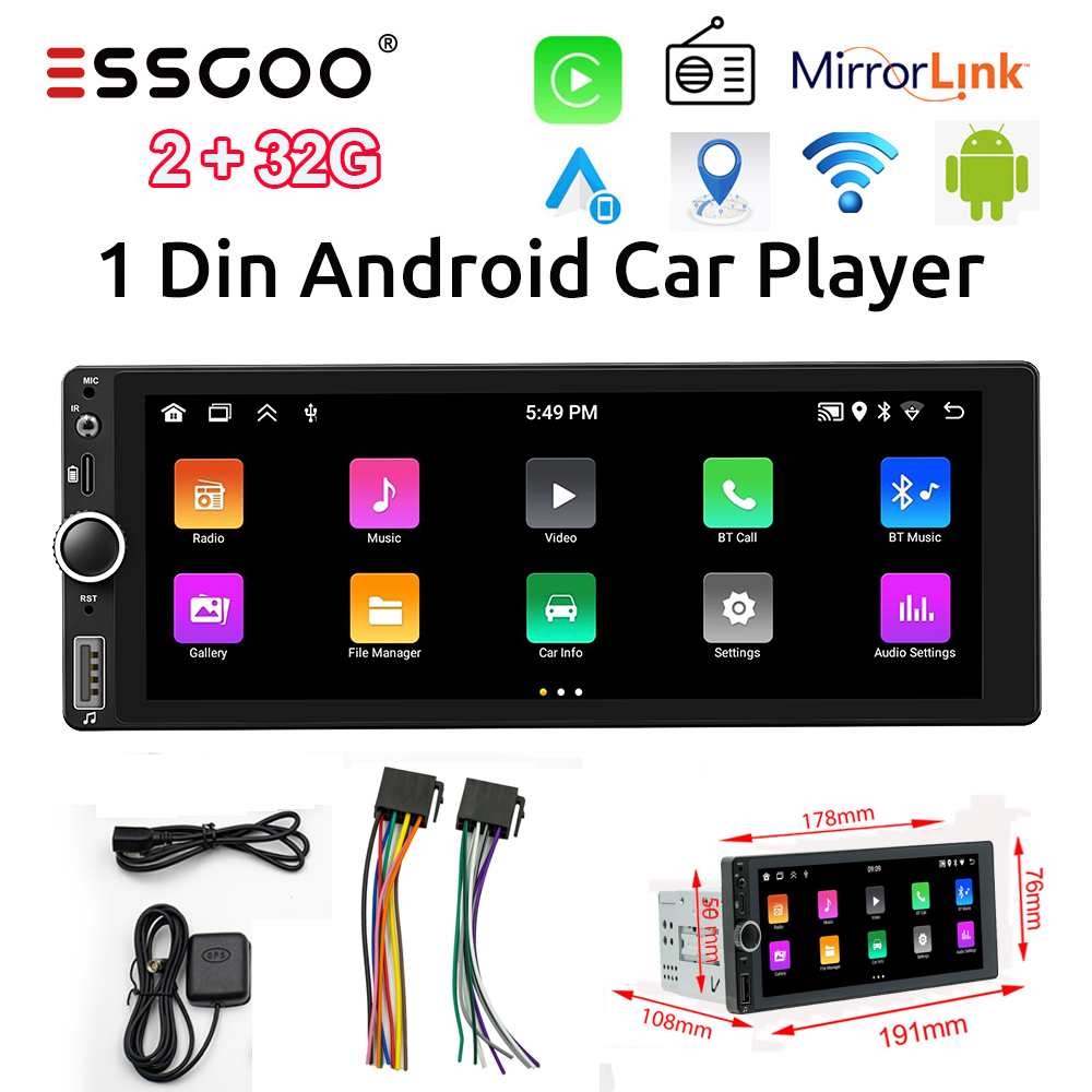 Novsight เครื่องเล่น MP5 วิทยุ 1 Din 7 นิ้ว Android 12 หน้าจอสัมผัส 2+32GB บลูทูธ รองรับ GPS กระจกลิงค์ สําหรับรถยนต์