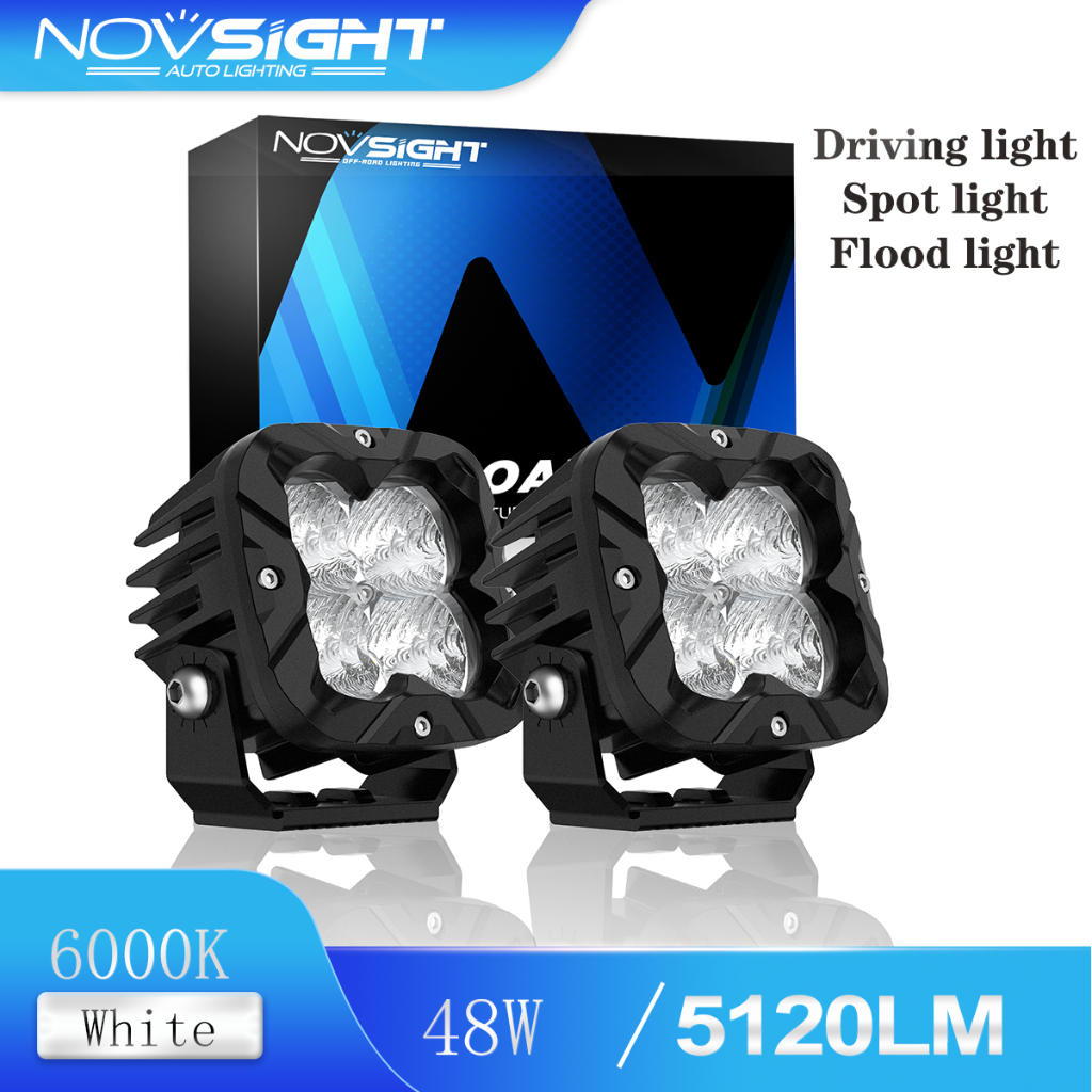Novsight WL6 3 นิ้ว LED pod light สแควร์ขับรถ Spot light และน้ำท่วม 48 W 5120LM 6000 K Super Bright 2 ชิ้นทุกสภาพอากาศ