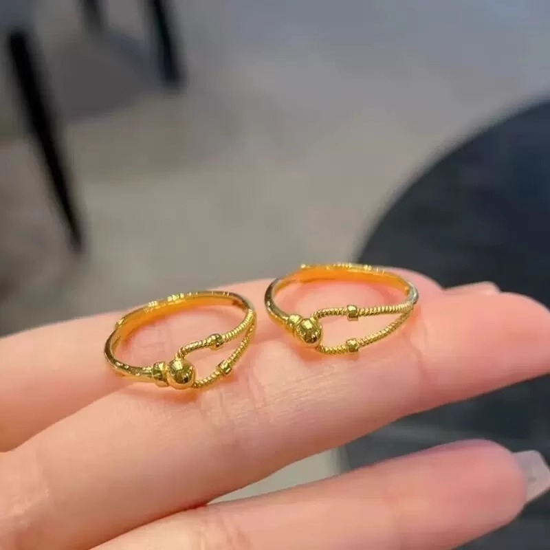 แหวนคู่ สไตล์เกาหลี สีทอง ของขวัญปีใหม่ สําหรับผู้หญิง ราคา ถูกที่สุด ดีลบีเคเค แกลเลอรีภาพที่ 4
