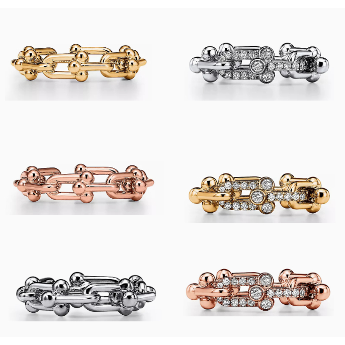 ใหม่ StyleTIFFANYY แหวนเงิน 925 ทอง 18k รูปตัว U ประดับเพชร แฟชั่นคู่รัก