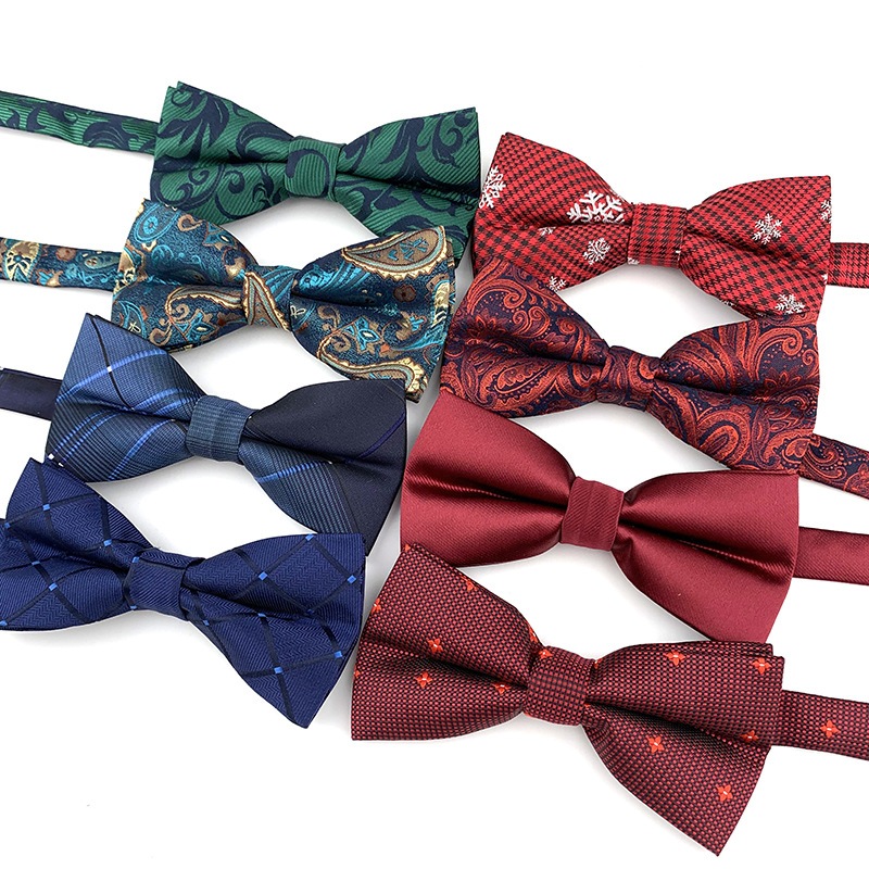 คุณภาพสูงผู้ชาย Bow Ties 12 ซม.* 6 ซม.Man Bowtie Stripes Dot ลายสก๊อต Paisley ผีเสื้อ Bowknot เจ้าบ่าวอุปกรณ์จัดงานแต่งงาน Bows