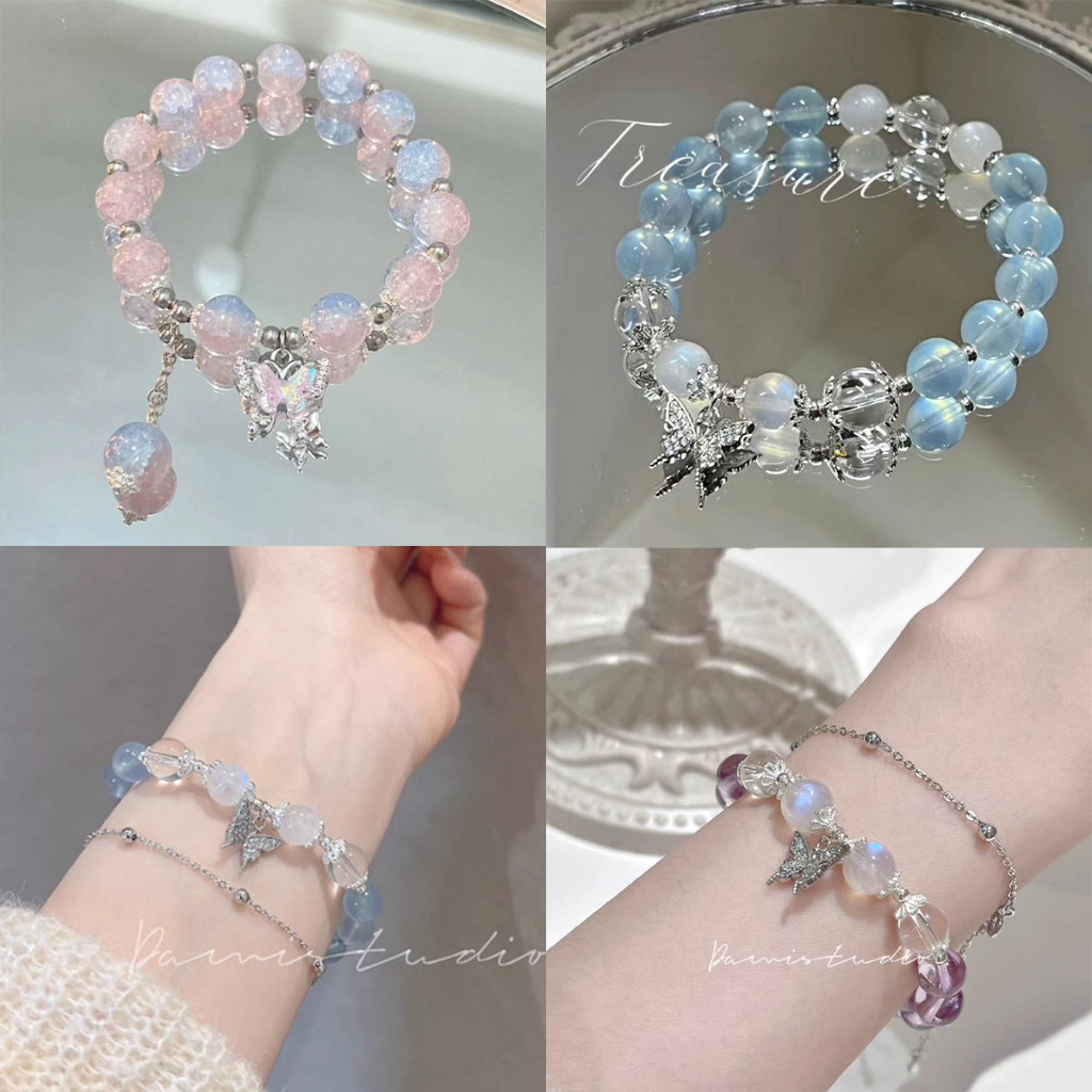 🔥XINYIA2🔥เครื่องประดับ สร้อยข้อมือ จี้ลูกปัดโอปอลเทียม อัลลอย รูปผีเสื้อ ประดับพลอยเทียม แฟชั่นสําหรับผู้หญิง