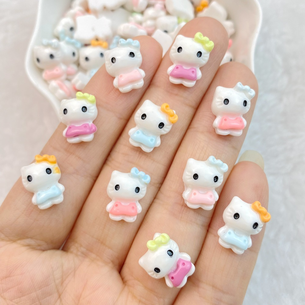 อุปกรณ์ตกแต่งเล็บเรซิ่น ลายการ์ตูนแมว KT ขนาดเล็ก DIY สําหรับตกแต่งเล็บ 20 ชิ้น