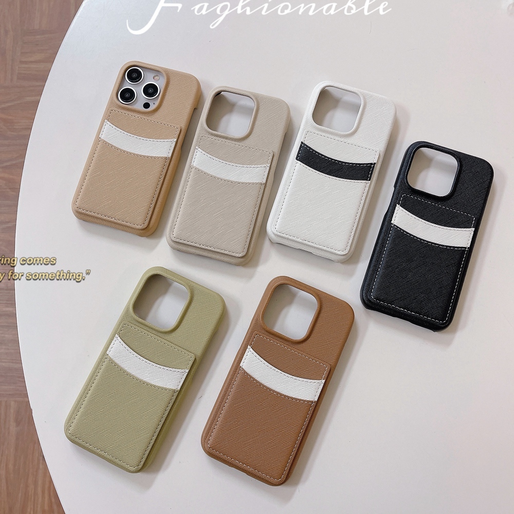 สองช่องใส่การ์ดเคสโทรศัพท์สําหรับiphone 16 15 14 13 12 Pro Max 13 Mini 14 15 Plus 11 Cross Grain PUปกหนัง