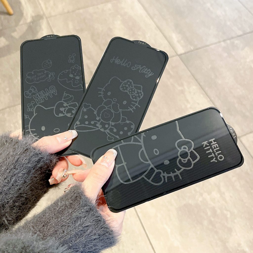 Kitty cat หน้าจอปิดจอแสดงผลรูปแบบกระจกนิรภัยสําหรับ iPhone 17Promax 16Pro 14Plus 13 12 11ProMax XR 11 HD  Screen Protector
