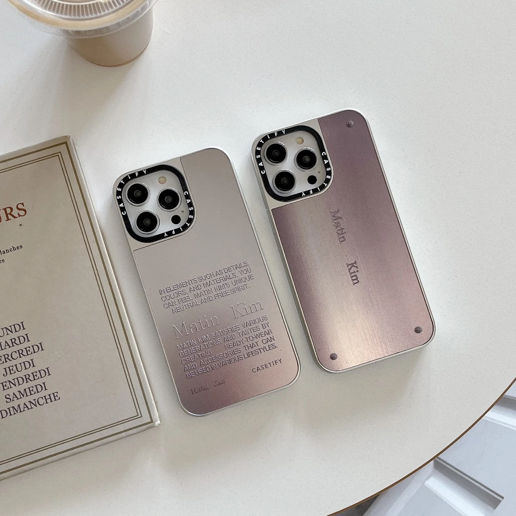 Matin Kim Signature CT กระจก Electroplated ฝาครอบเงินสําหรับ iphone12 13 14 15 16 17 plus promax เคสป้องกัน