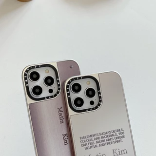 Matin Kim Signature CT กระจก Electroplated ฝาครอบเงินสําหรับ iphone12 13 14 15 16 17 plus promax เคสป้องกัน