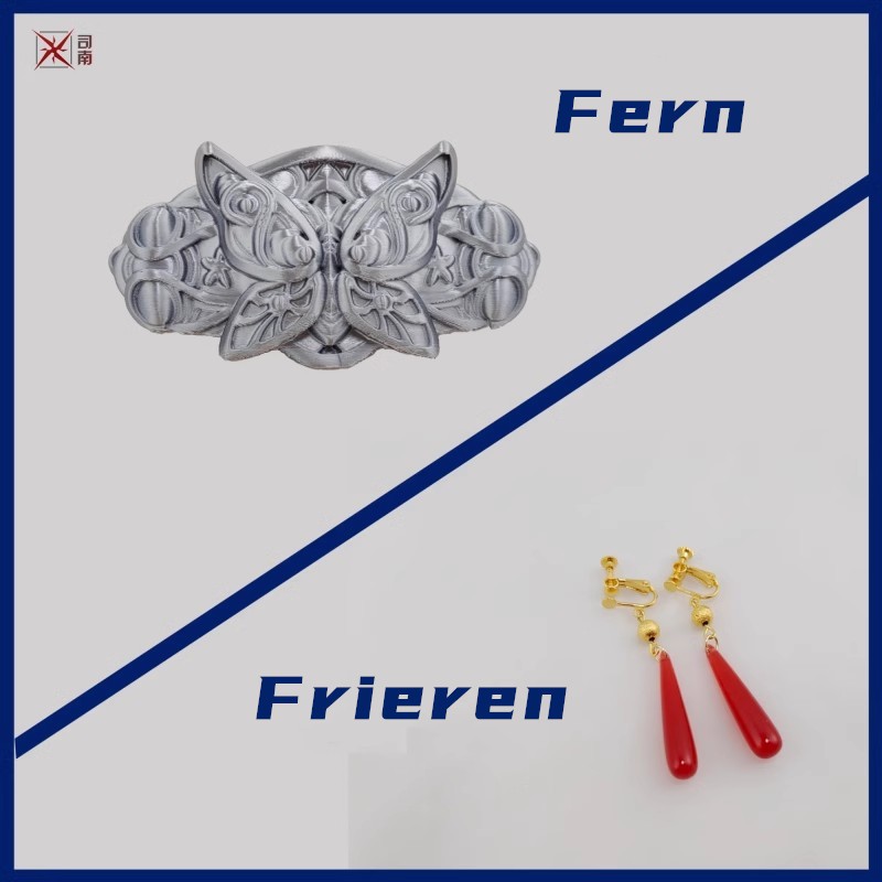 Frieren Beyond Journey 's End Cos Fern Frieren คอสเพลย ์ Tiara สร ้ อยข ้ อมือต ่ างหู Elf หูคอสเพลย ์ Props