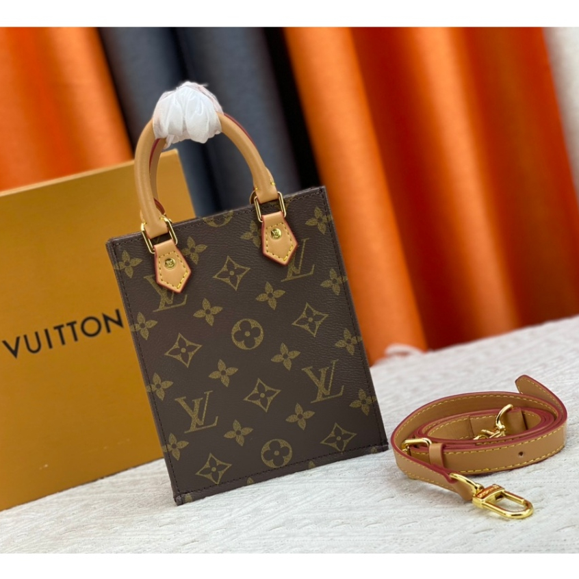 【 กล ่ อง 】 LV/Louis Vuitton 100 % Original Authentic Women 's Handbag, New True Leather M81867 x YK Petit Sac Plat Handbag, กระเป ๋ าสะพายข ้ างขนาด 14-17-5 ซม .
