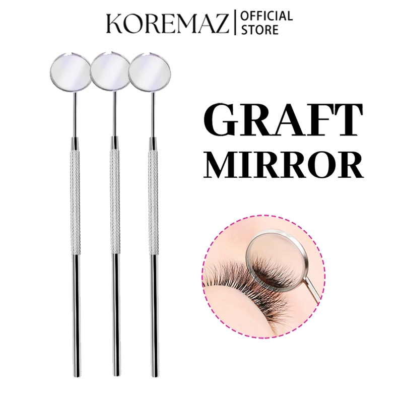 Koremaz แว่นขยาย ต่อขนตา สเตนเลส กระจกตรวจสอบ มืออาชีพ ต่อขนตา แต่งหน้า เครื่องมือตรวจสอบฟัน