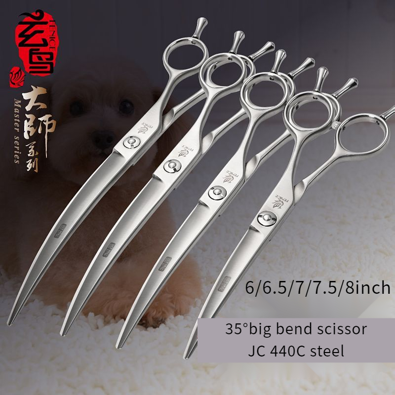 Fenice กรรไกรตัดขนสัตว์เลี้ยง ทรงโค้ง ขนาดใหญ่ 35 องศา 6 6.5 7 7.5 นิ้ว C2S3