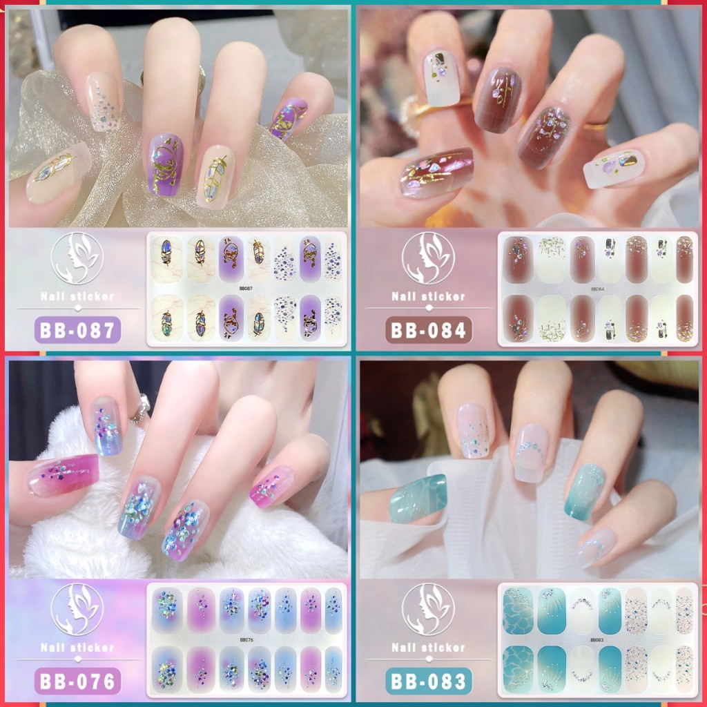 สติ๊กเกอร์ตกแต่งเล็บแบบไล่โทนสี 3 D Diy Bb071-090