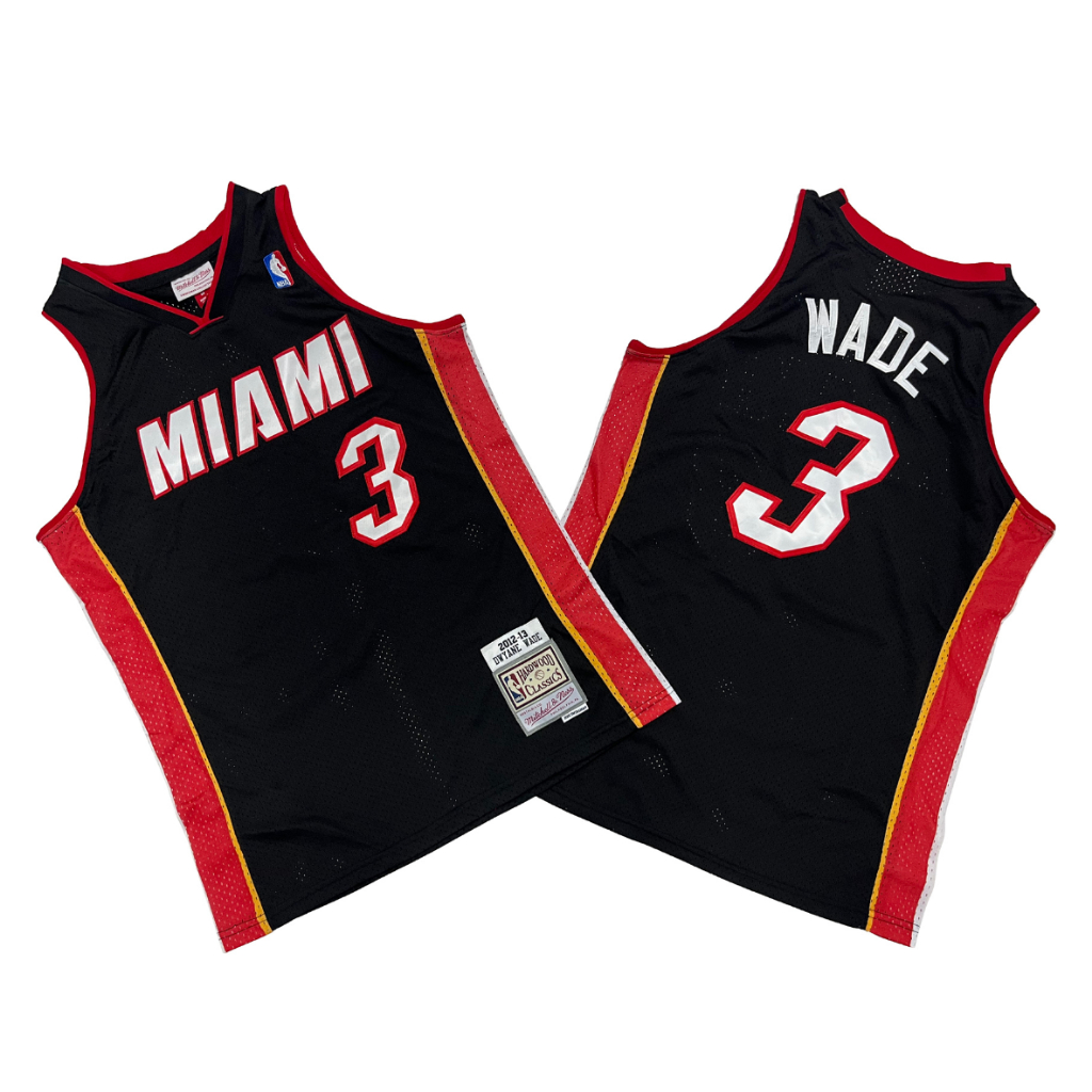 2005 ใหม ่ บุรุษ Miami Heat 3 Dwyane Wade กีฬาเย ็ บปักถักร ้ อยเสื ้ อบาสเก ็ ตบอล jersey สีดํา