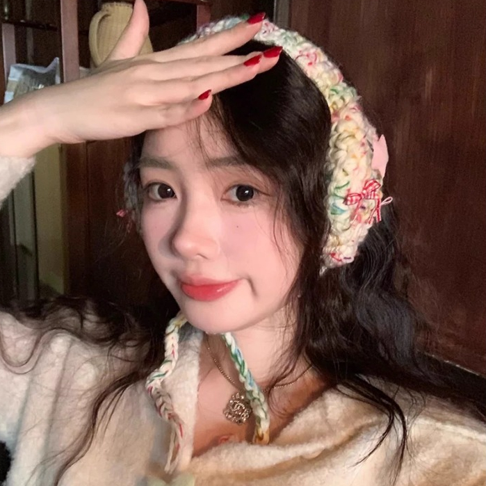 ที่ปิดหูกันหนาว ผ้าวูลถัก ประดับโบว์ รูปดาวน้อย แฟชั่นฤดูใบไม้ร่วง และฤดูหนาว สําหรับผู้หญิง