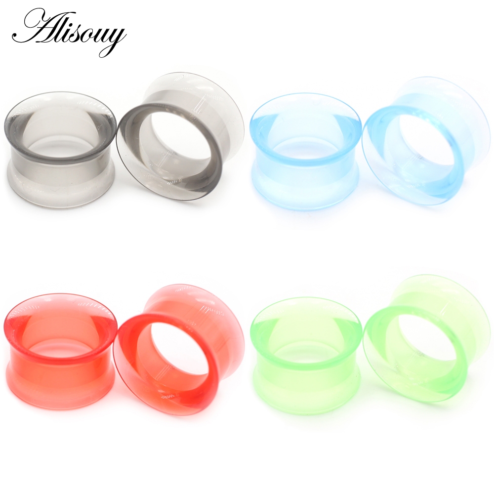 Alisouy 2 ชิ้น รุ้ง อะคริลิค โกงปลอม เกลียว อุโมงค์หู ปลั๊ก เรียว เปลขยาย เกจ ต่างหู เจาะ เครื่องประดับร่างกาย