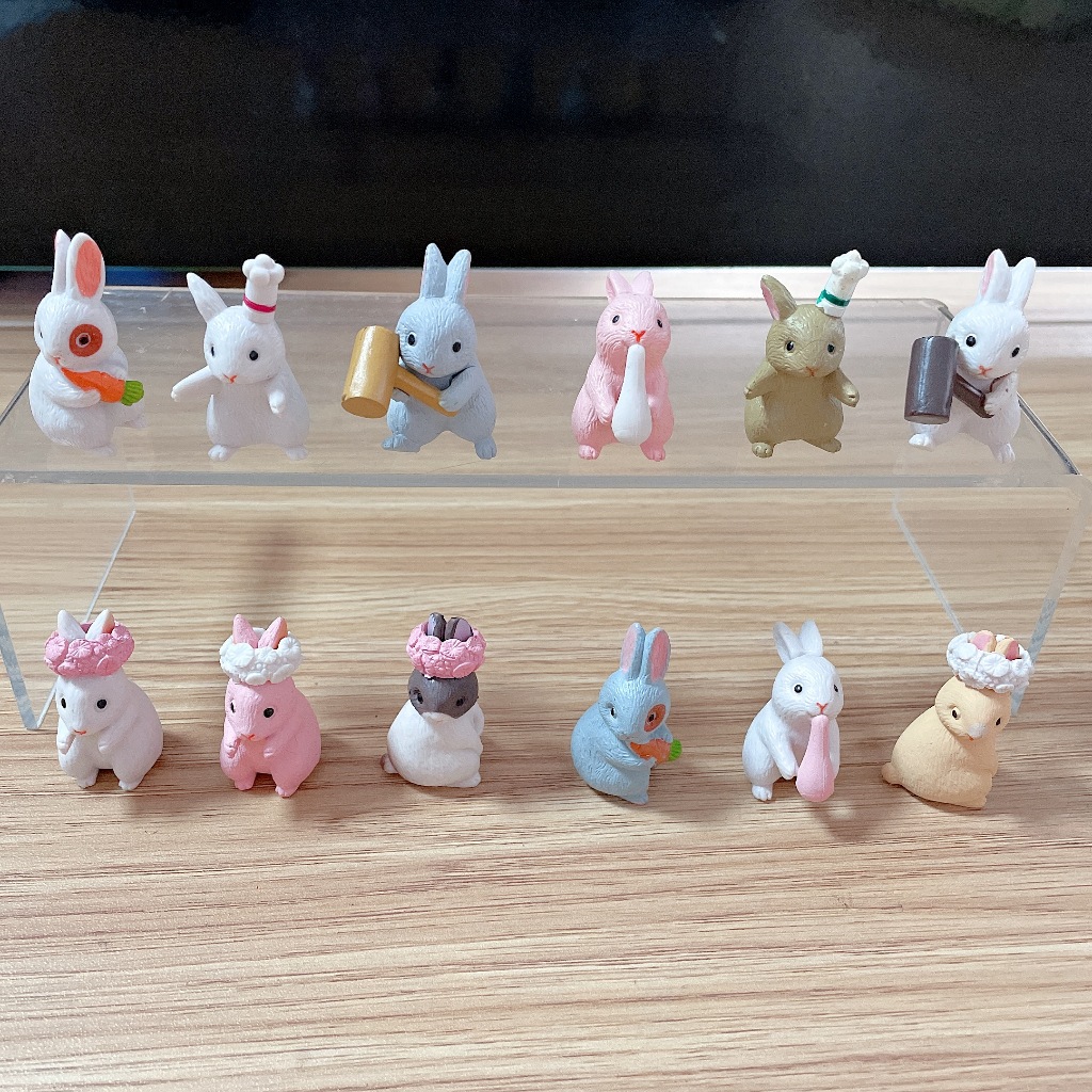ตุ๊กตากระต่ายเรซิ่น ขนาดเล็ก 4 ซม. สําหรับตกแต่งบ้านตุ๊กตา 12 ชิ้น ต่อชุด