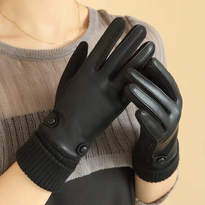 ถุงมือหนัง ผ้ากํามะหยี่ แบบหนา กันลม ให้ความอบอุ่น เหมาะกับฤดูใบไม้ร่วง และฤดูหนาว เหมาะกับขี่จักรยานกลางแจ้ง สําหรับผู้หญิง