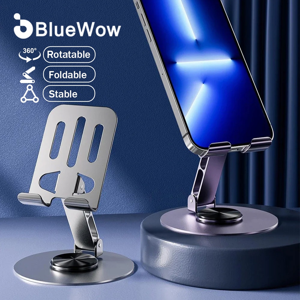 Bluewow ขาตั้งโทรศัพท์มือถือ แท็บเล็ต โลหะ หมุนได้ 360 องศา แบบพกพา พับได้ สําหรับ iPad Xiaomi Huawei