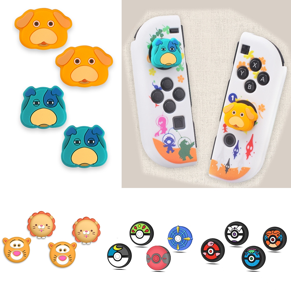 ฝาครอบปุ่มจอยสติ๊ก ซิลิโคนนิ่ม ลายน่ารัก สําหรับ Nintendo Switch Lite OLED Joycon