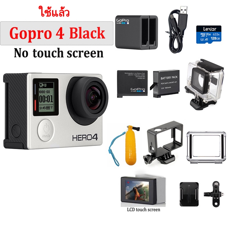 มือสอง  สำหรับ กล้อง GoPro HERO 4 สีดํา สําหรับ Vlog  4K GoPro 4 สีเงิน มือ2