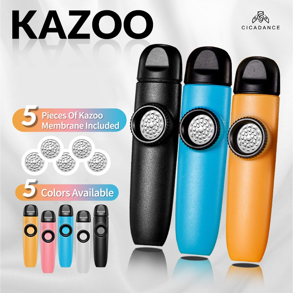 Kazoo ABS คุณภาพสูง เสียงกระชับและดัง เรียนและเล่นได้ง่าย ของขวัญสร้างสรรค์พร้อมชุดของขวัญสวยงาม สีสันสดใส 5 สีให้เลือก