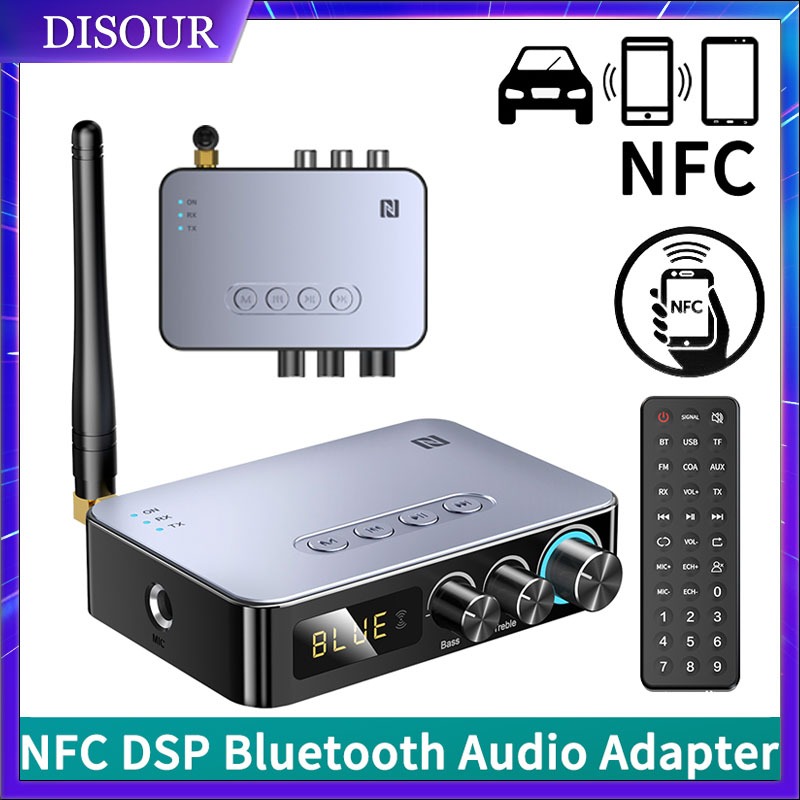 Nfc อะแดปเตอร์รับส่งสัญญาณเสียงบลูทูธ DSP 3.5 มม. AUX RCA USB U-Disk TF 6.5 ไมโครโฟนโคแอกเชียล FM สําหรับ TV PC เครื่องขยายเสียงลําโพงรถยนต์ KTV คาราโอเกะ