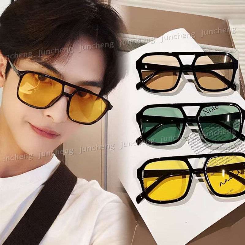 แว่นตากันแดด เลนส์สีเหลือง สไตล์วินเทจ แฟชั่นสําหรับผู้หญิง UV400