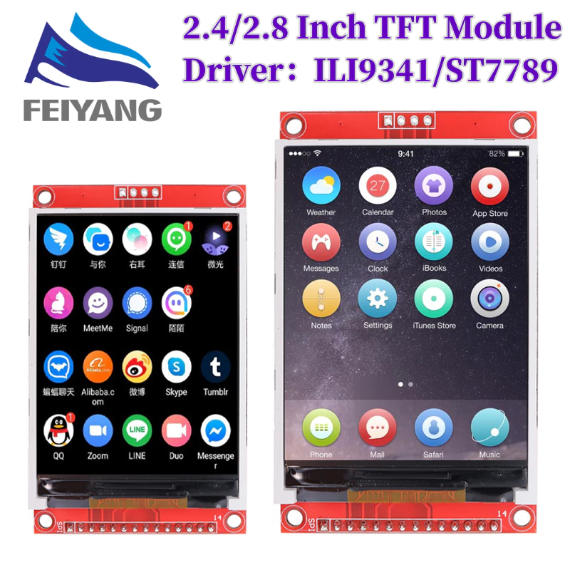 โมดูลพอร์ตอนุกรม 2.4 2.8 นิ้ว 240x320 SPI TFT 5V 3.3V PCB การ์ด Micro SD ILI9341 ST7789V หน้าจอ LCD สําหรับ Arduino