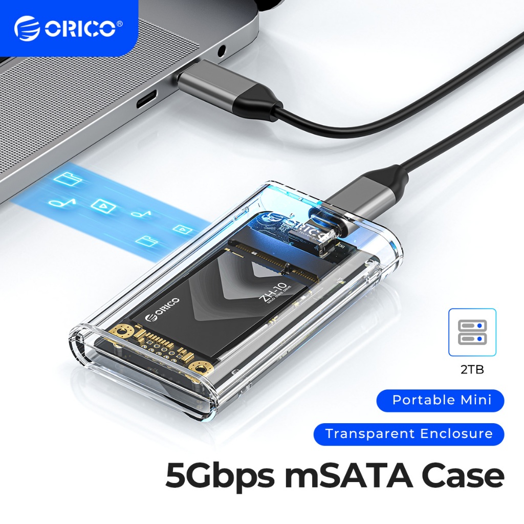 Orico mSATA SSD Enclosure USB 3.1 5Gbps SATA to Type C SSD HDD Case ใช้งานร่วมกับ Windows/Mac OS (TC10)
