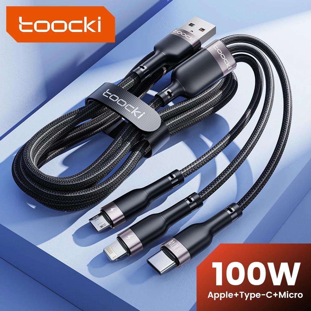 Toocki USB สายชาร์จเร็ว 100 วัตต์เครื่องชาร์จอเนกประสงค์ USB Type-C Data Cable อะแดปเตอร์ Type-C / Micro USB Port