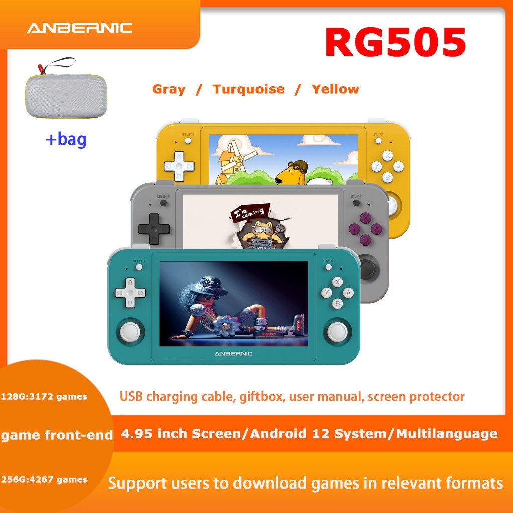 Anbernic RG505 ใหม่ เครื่องเล่นเกมมือถือ Android 12 ระบบ Unisoc Tiger T618 4.95-INCH OLED พร้อม Hall Joyctick OTA Update