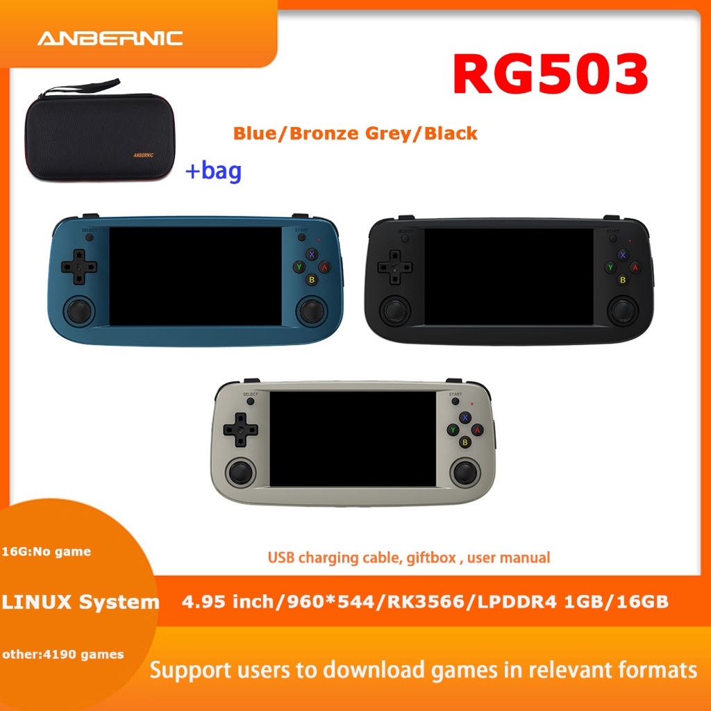 Anbernic RG503 เครื่องเล่นเกมคอนโซล แบบมือถือ หน้าจอ OLED 4.95 นิ้ว รองรับ PSP N64 DC PS1 20 Emulato
