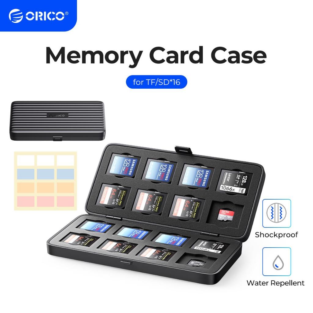 Orico Micro SD Card Holder 16 Slots Memory Card Storage Case Protector สําหรับ SD/ CF/Micro SD/SSD ก
