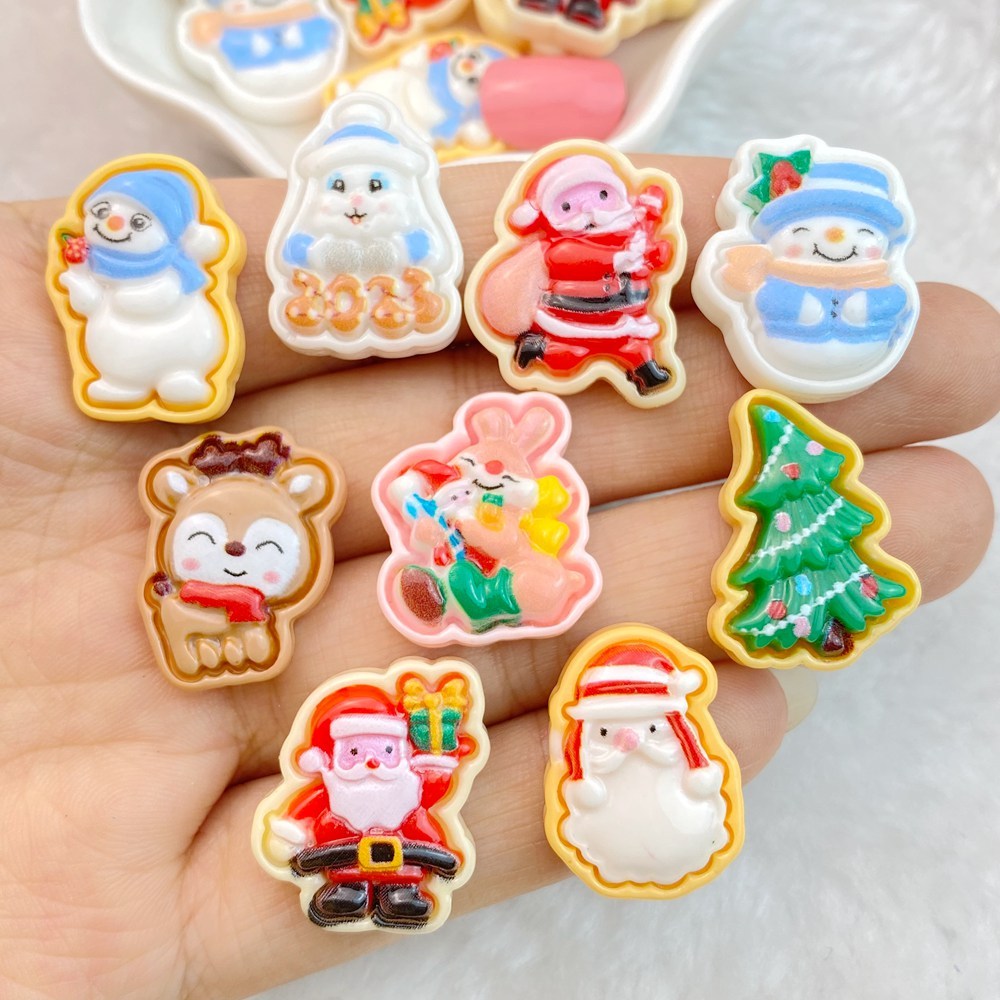 10 ชิ้น / ชุด สุ่ม คละแบบ น่ารัก คาวาอี้ เรซิน หลังแบน ตกแต่งคริสต์มาส ซีรีส์นูน กลม ตกแต่งโทรศัพท์มือถือ สมุดภาพ DIY ผลิต