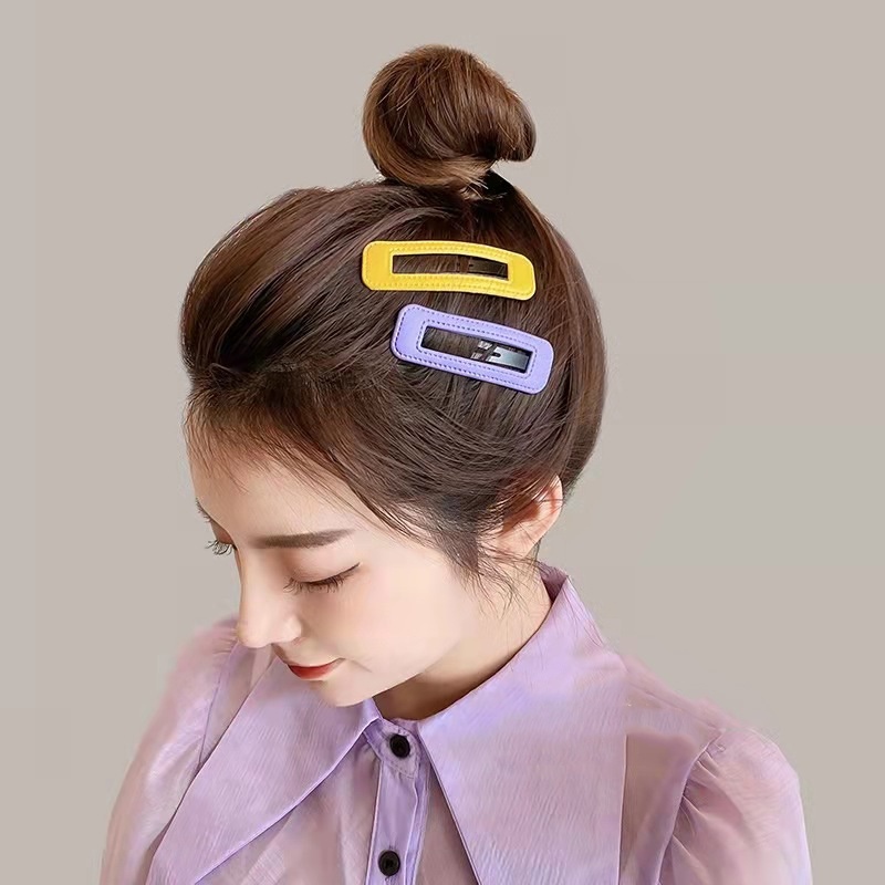 XINYIA2 กิ๊บติดผมหนัง ทรงสี่เหลี่ยม สีแคนดี้ สไตล์เกาหลี สําหรับผู้หญิง ราคา ถูกที่สุด ดีลบีเคเค แกลเลอรีภาพที่ 4