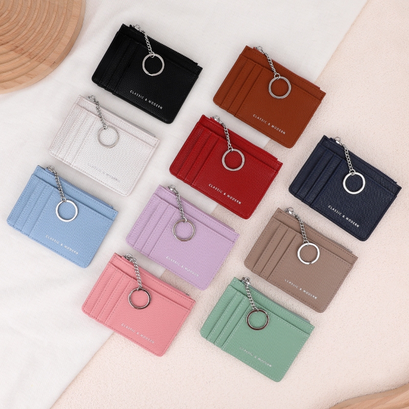 Seagloca ใหม่ กระเป๋าสตางค์ กระเป๋าใส่บัตร มีซิป บางเฉียบ สร้างสรรค์ มินิมอล สําหรับผู้หญิง No 1723