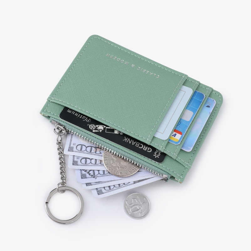 Seagloca ใหม่ กระเป๋าสตางค์ กระเป๋าใส่บัตร มีซิป บางเฉียบ สร้างสรรค์ มินิมอล สําหรับผู้หญิง No 1723