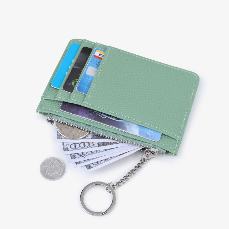 Seagloca ใหม่ กระเป๋าสตางค์ กระเป๋าใส่บัตร มีซิป บางเฉียบ สร้างสรรค์ มินิมอล สําหรับผู้หญิง No 1723