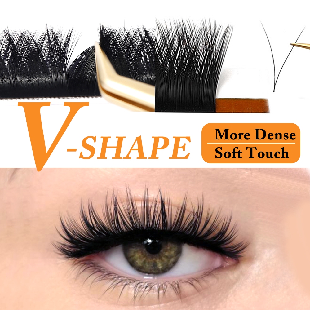 Yix V รูปพัดลมอัตโนมัติ Lash Extensions 8-15 มม.ความยาว 0.07 มม.ความหนาอัตโนมัติ Blooming ดอกไม้ Lashes Self Fanning V รูปร่าง Lashes รัสเซียปริมาณแต่ละ BC + D Curl