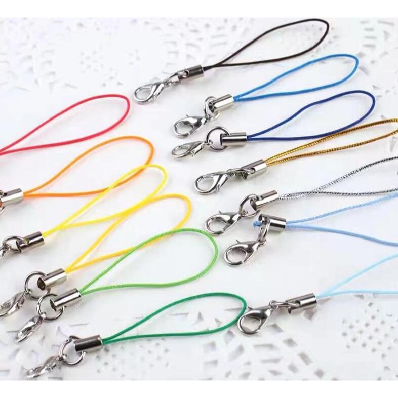 10 ชิ้น/แพ็คสั้นสีสัน String โทรศัพท์มือถือโซ่กุ้งก้ามกราม DIY Key CHAIN สายไฟ K0012