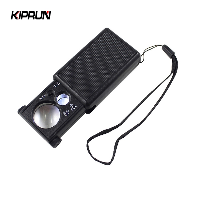 Kiprun 30X 60X แว่นขยายมือถือเครื่องมือ,พับ 3 in 1 30X 60X แว่นขยายเครื่องมือ,Loupe LED UV Lighted