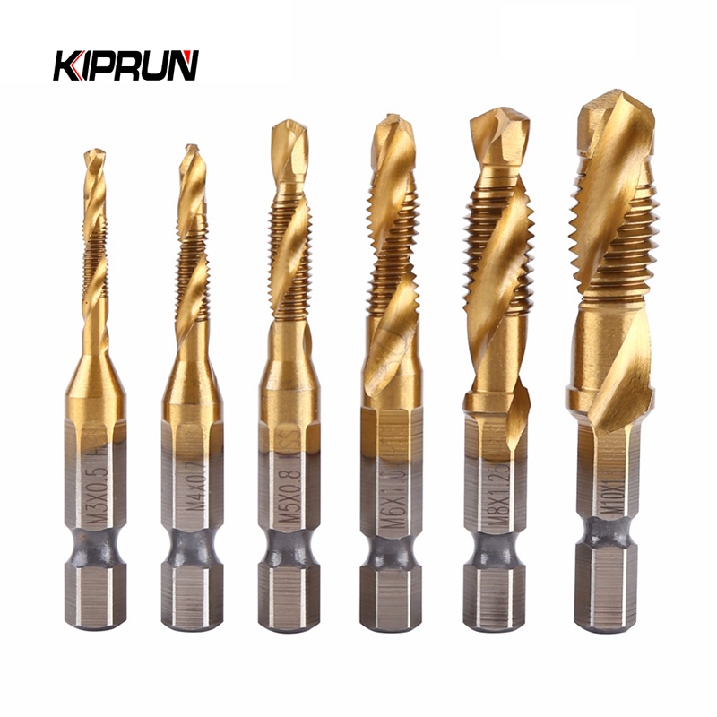 Kiprun ดอกสว่านเจาะสกรู ก้านหกเหลี่ยม M3-M10 1/4 ความเร็วสูง 6 ชิ้น