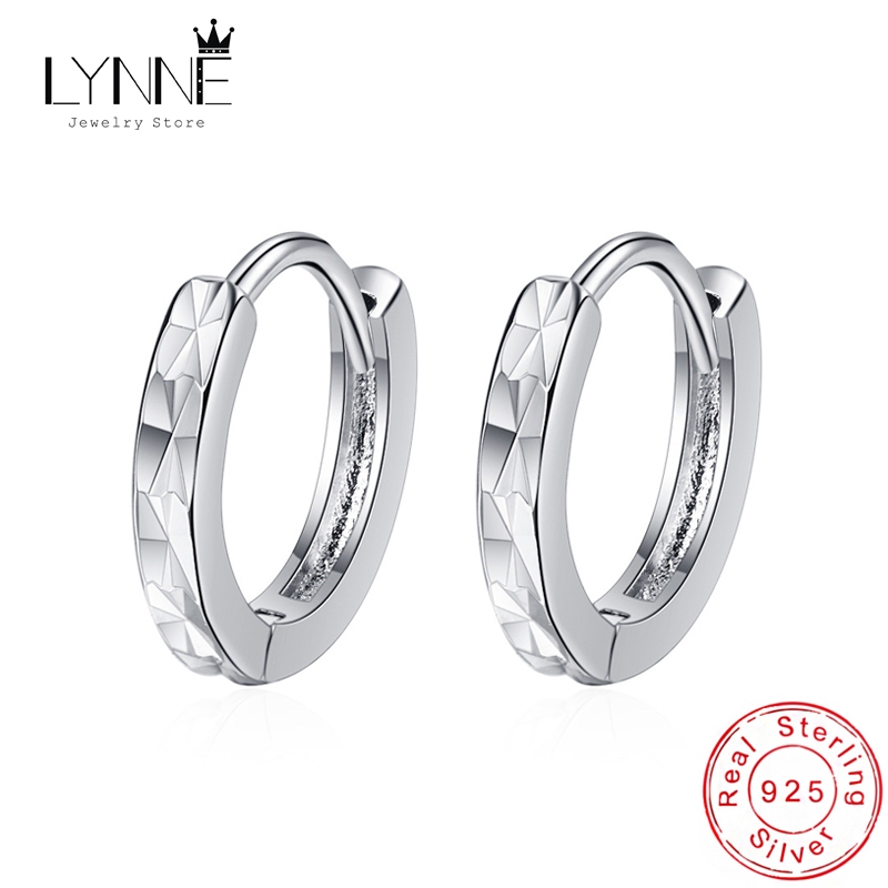 Lynne ต่างหูห่วง เงินแท้ 925 ทรงกลม 10 มม. สไตล์พังก์ร็อค เรียบง่าย แฟชั่น สําหรับผู้หญิง และผู้ชาย