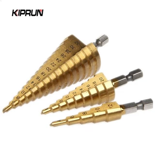 Kiprun 3 ชิ้น HSS ไทเทเนียมเคลือบ Step Universal เจาะชุด Bit, 4-12 4-20 4-32 มม.เจาะเครื่องมือสําหรับโลหะไม้