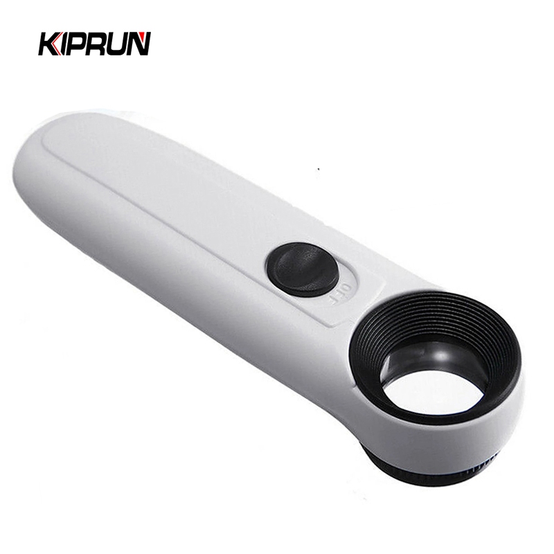 Kiprun 40x แว่นขยายแว่นขยายเลนส์อะคริลิค 2 ไฟ LED แว่นขยายมือถือ Loupe อะคริลิคเลนส์แก้ว Loupe เครื่องประดับแผงวงจรซ่อมเครื่องมือ