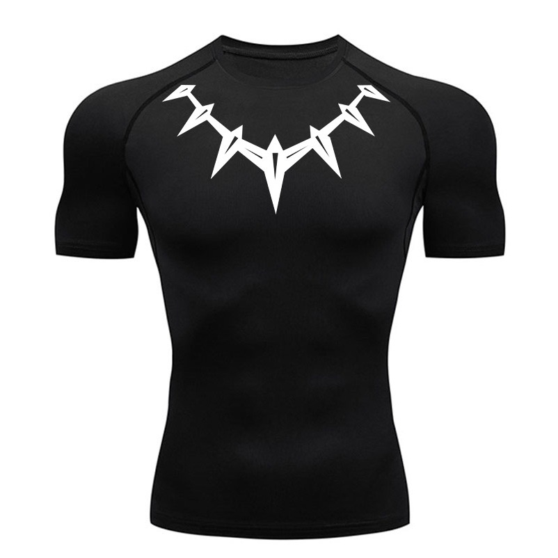 Black Panther Mens Gym T-Shirt Compression Sports Short Sleeve Shirt Quick-Drying Running T Shirt