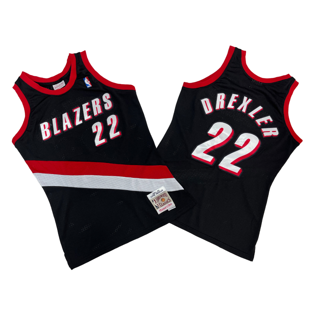 เสื้อกีฬาบาสเก็ตบอล ปักลาย Portland Trail Blazers 22 Clyde Drexler สีดํา สําหรับผู้ชาย